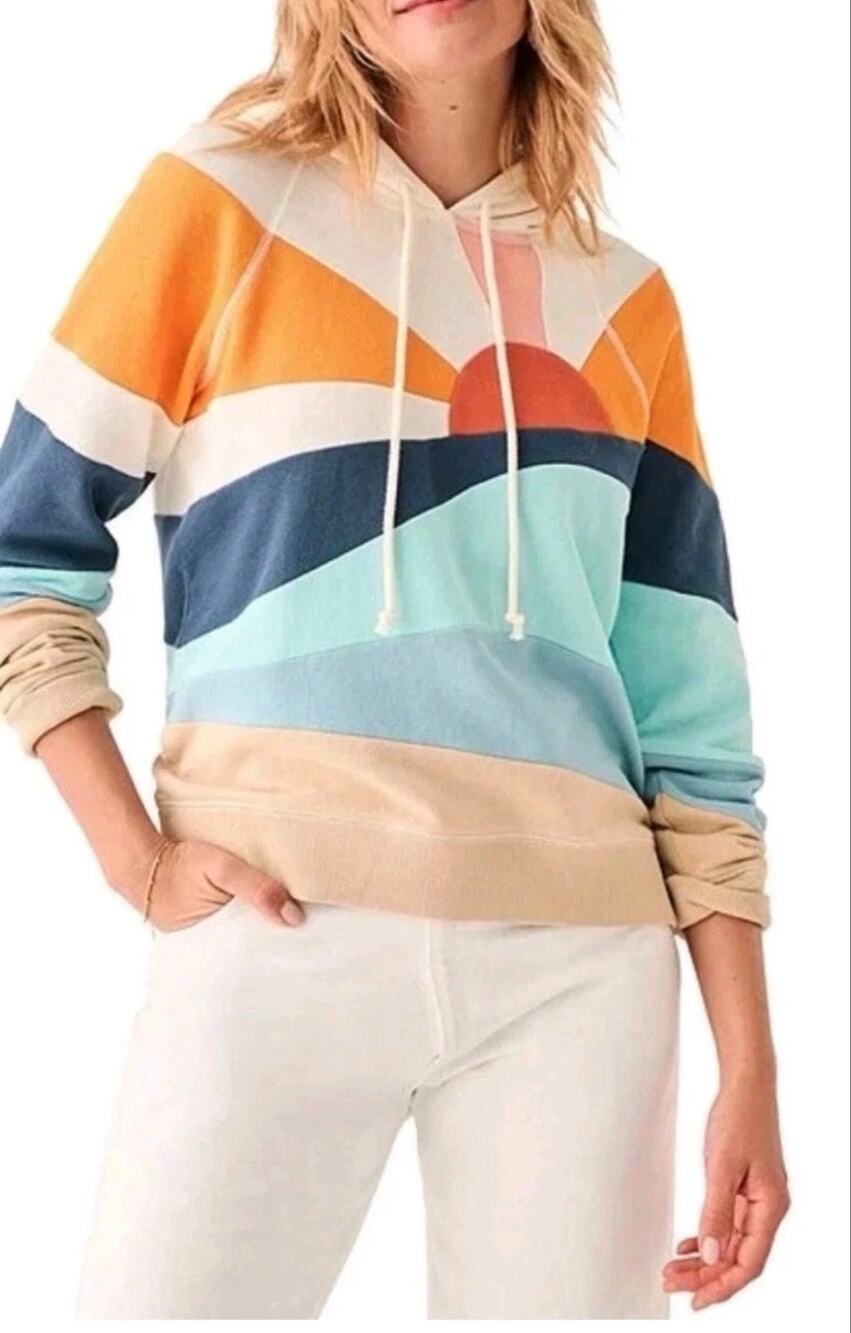 Faherty Sweatshirt Womens XS Soleil Abstract Sunrise Striped Hoodie Pullover
